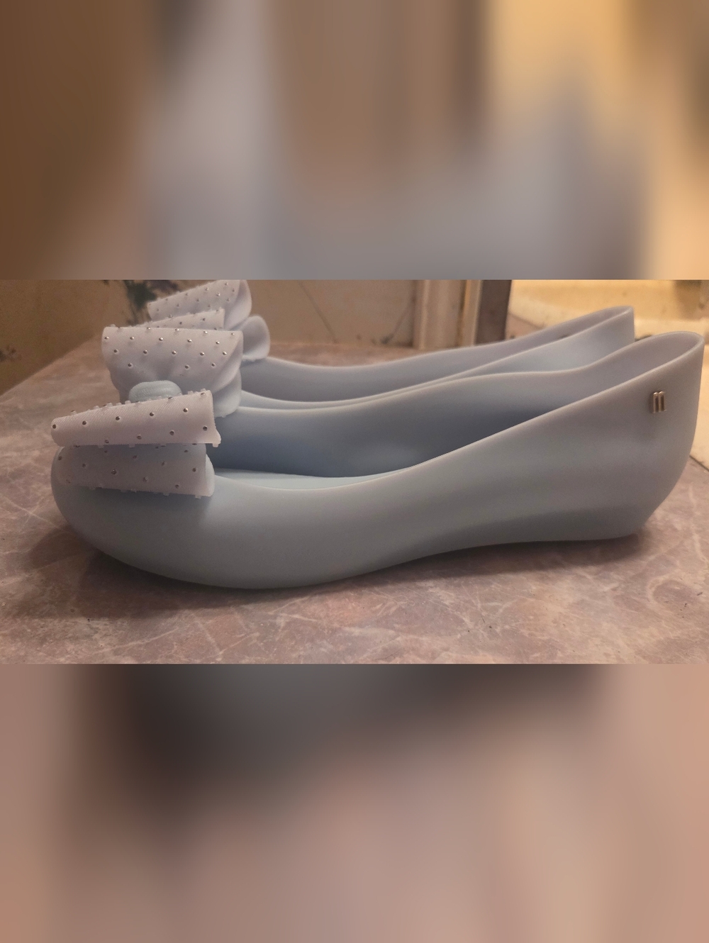 Melissa Pale Blue Bow Jelly Flats - Picture 3 of 6